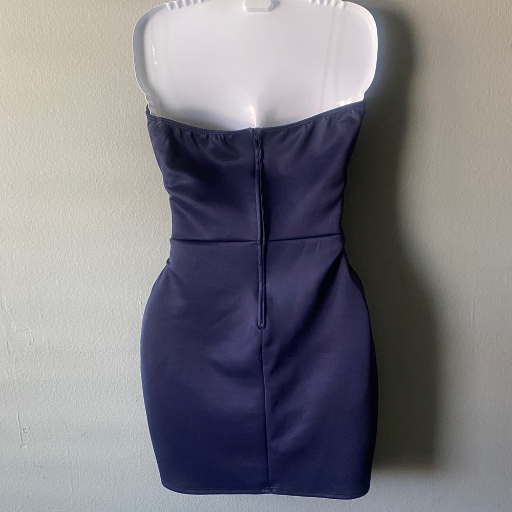 NWT Charlotte Russe Strapless Navy Tie-Waist Cocktail Dress - Picture 8 of 11